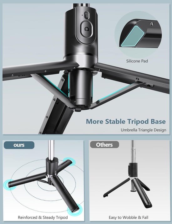 Selfie stick tripod - With light and wireless remote