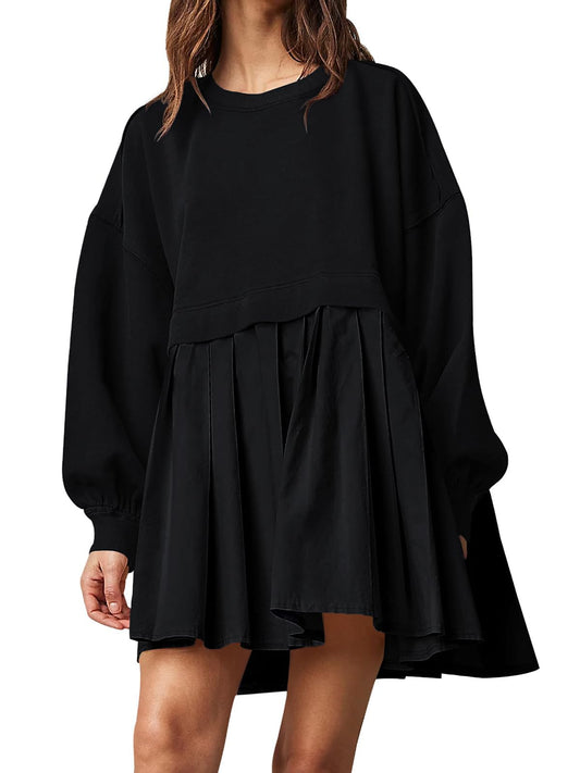 Sweatshirt dress — Crew neck long sleeve oversized mini dress