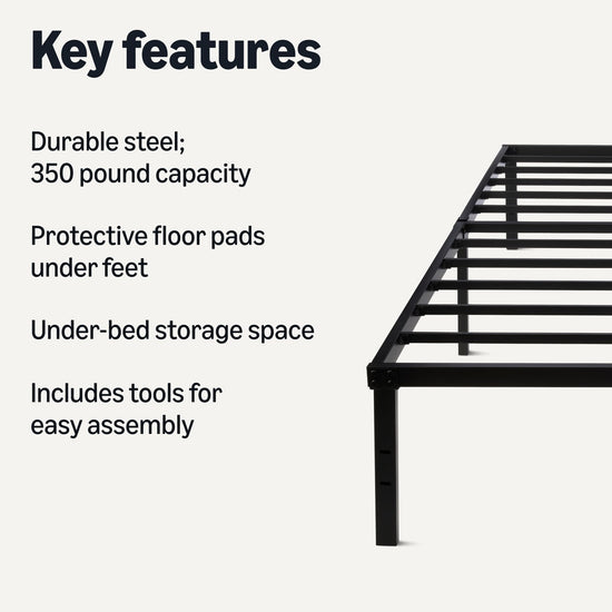 Bed frame — Tool-free assembly with sturdy steel construction