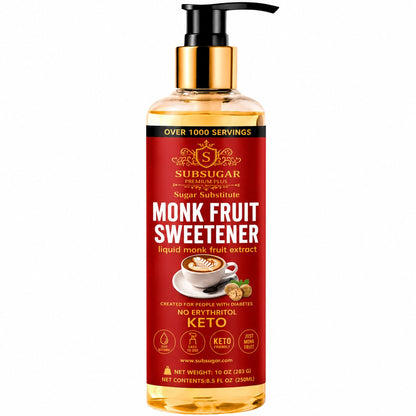 SubSugar monk fruit drops — Pure liquid sweetener, zero calorie, sugar-free, non-GMO, kosher