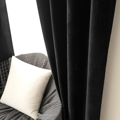 MIULEE velvet curtains with rod pocket and back tab design - 2 panels
