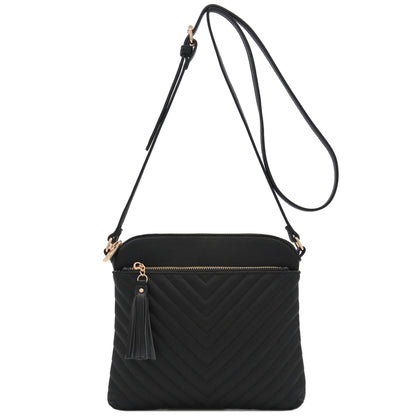 FashionPuzzle medium crossbody bag with tassel accent