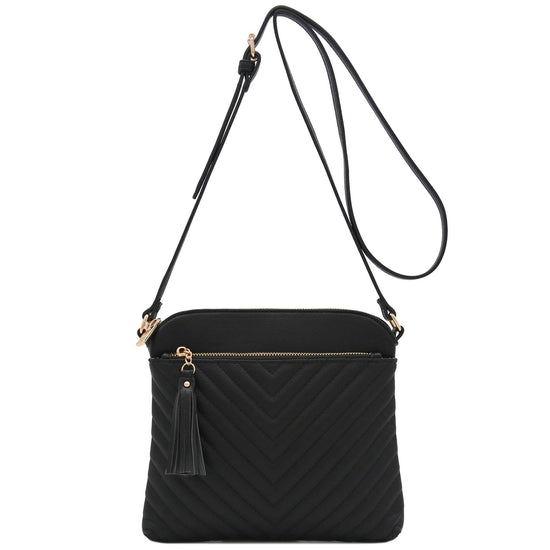 FashionPuzzle medium crossbody bag with tassel accent