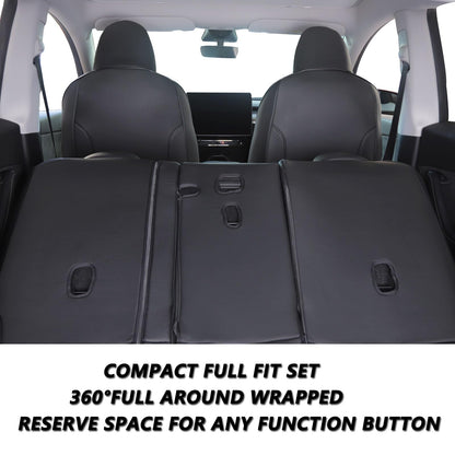 HKZ vehicle seat cover — Custom fit leather for Tesla Model Y 2019-2024, 5-seat set