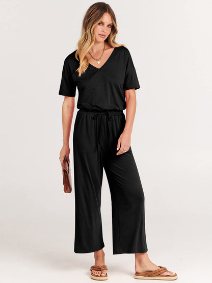 One piece outfit — Summer casual wide leg jumpsuit with pockets by ANRABESS