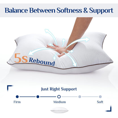 JOLLYVOGUE pillows - Soft and supportive set of 2 bed pillows for side and back sleepers