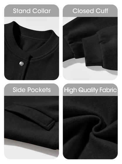 Tankaneo womens cropped bomber jacket - wool blend varsity style coat