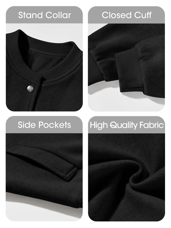 Tankaneo womens cropped bomber jacket - wool blend varsity style coat