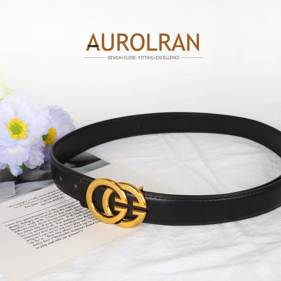 Aurolran women's leather belt — stylish buckle design for versatile wear