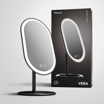 Fancii LED lighted vanity mirror — rechargeable cordless design with dual magnification and 3 light settings