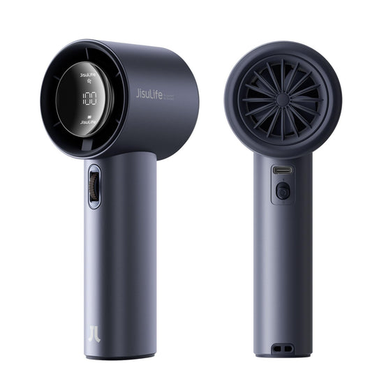 JISULIFE handheld fan - Extreme cooling output with digital display and fast charge