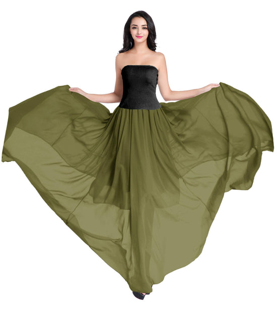 v28 women pleated retro maxi skirt - full length chiffon