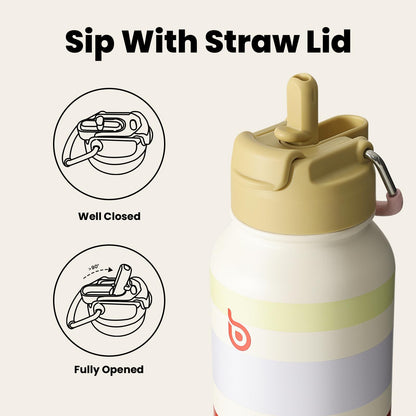 Bottle 32oz insulated water bottle with straw and dual-use lid design for gym with pill box