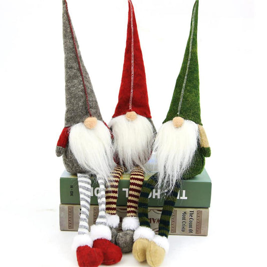 Figurine — BWFY 3pcs long legs Rudolph doll Christmas decoration set for children and hotels