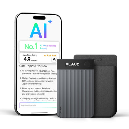 Plaud Note Pro AI Voice Recorder, Transcribe & Summarize with AI, App Control, Note Taker for Meetings & Calls, Supports 112 Languages, Ultra-Slim with InstantView Display, Case Included, Black