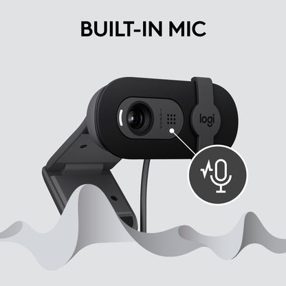 Logitech Brio webcam — Full HD 1080p with built-in mic and shutter