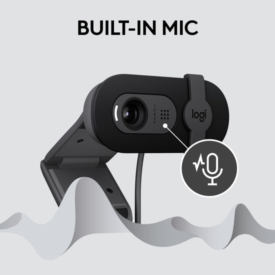 Logitech Brio webcam — Full HD 1080p with built-in mic and shutter