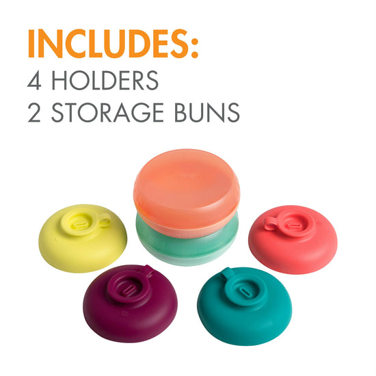 Boon Drizzle silicone ice pop holder — drip catcher with travel cases and 4 count