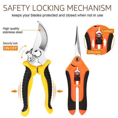 Garden shear scissors — Stainless steel blades handheld pruners set by Wevove