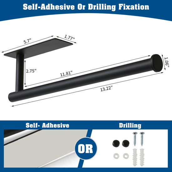 Paper towel holder — Adhesive and screw installation options, stainless steel design by theaoo