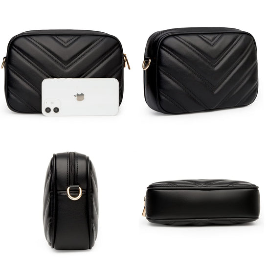 Herald crossbody bag - Chevron quilted design with coin purse pouch and two size options