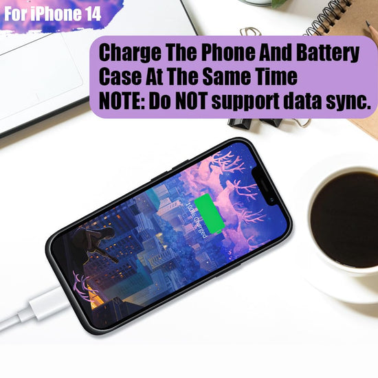 Sitong battery case - 5000mAh rechargeable extended battery for iPhone 14 6.1 inch black