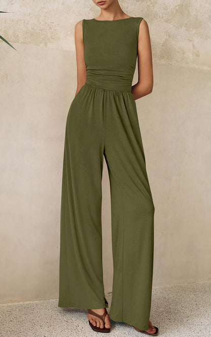 Prettygarden one piece outfit — dressy casual sleeveless wide leg romper for summer