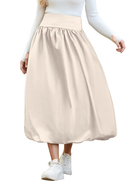 peassa women's bubble skirt with pockets and elastic waist