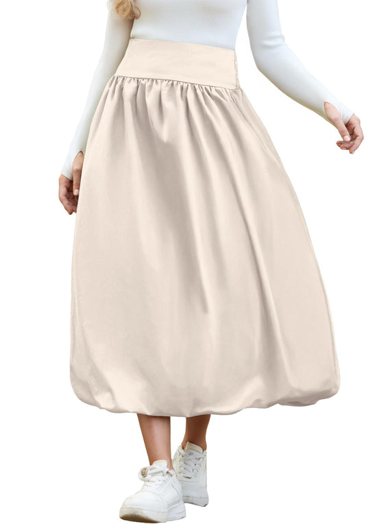 peassa women's bubble skirt with pockets and elastic waist