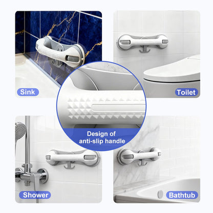 Grab Bars for Shower Seniors Elderly Heavy Duty Safety Grip No Drill (Gray)