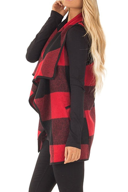 YACUN women plaid vest with pockets