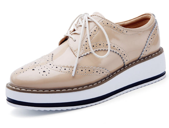 DADAWEN women's oxfords — platform lace-up wingtips with square toe