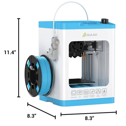 Fully Assembled Mini 3D Printer for Kids and Beginners, Complete Starter Kit, Auto Leveling 3D Printing Machine, PLA Filament, SD Card, WiFi, MAC Windows Linux (Blue (Upgraded Tina2 Plus Version))