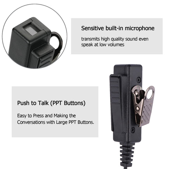 Compatible with Motorola XPR 3500e Earpiece,XPR 3300e XPR3500 XPR3000 XPR3300 Acoustic Tube Headset Noise Reduction Surveillance Earpiece Kit Black
