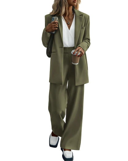 KIRUNDO women's suit — oversized blazer jacket with wide leg dress pants