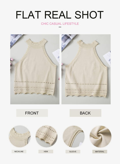 Shirt — Ribbed knit racerback halter crop top by EVALESS