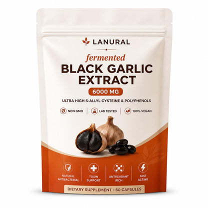 lanural fermented Black Garlic Extract, Odorless Garlic Capsules, Daily Wellness Routine, 60 Capsules(1PC)
