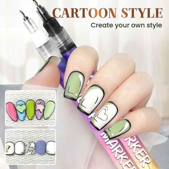 Cosmetic nail set — 12 colors nail art pens for gel nails and dotting tools