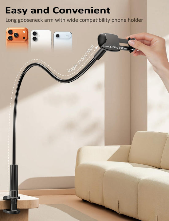 Tryone gooseneck phone holder stand — flexible arm adjustable mount for phones 4-7