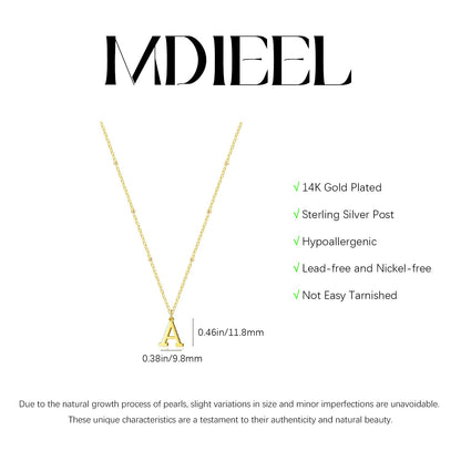 MDIEEL necklace — Dainty 14k gold plated initial pendant charm