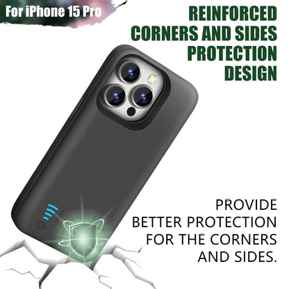 Sitong battery case — 5000mAh rechargeable for iPhone 15 Pro, black