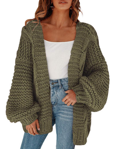 Sweater — Oversized chunky cardigan with cable knit design by Remikstyt