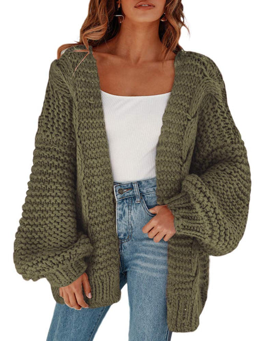 Sweater — Oversized chunky cardigan with cable knit design by Remikstyt