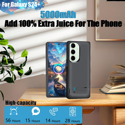 Sitong battery case for Samsung Galaxy S24+, 5000mAh rechargeable extended battery case