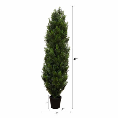 Nearly Natural artificial tree — 4ft faux cedar with nursery planter and UV resistance
