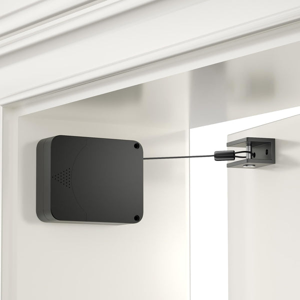 LAKIRA Retractable Automatic Door Closer with Anti-Slam Function - No-Screw Install for Standard, Screen & Sliding Doors - S304 Steel Cable with Powerful 3.5lb Closing Force (1 Pack Black)