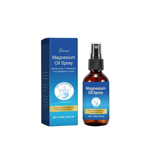 Magnesium Spray, Pure Magnesium Oil Spray for Feet, Leak-Proof Portable Package, Magnesium Oil Body Care Natural Formula, Easy to Absorb and Soothe, 3.9 fl oz