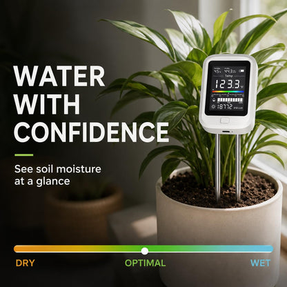 Soil Moisture Meter, 6-in-1 Soil pH Tester Test Kit for Garden, Lawn, Farm