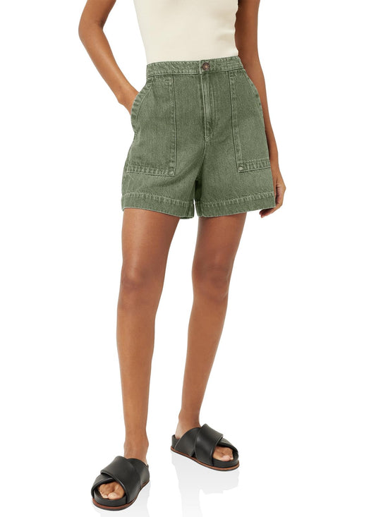 Womens denim shorts - High waisted with pockets and wide leg design