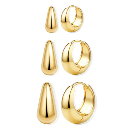 BESTEEL hoop earrings set - 14K gold plated and silver plated options available
